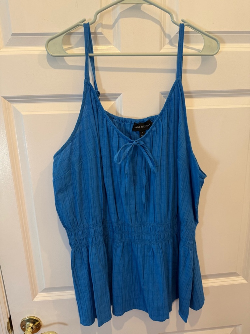 Lane Bryant Blue Sleeveless Smocked-Waist Tank Top